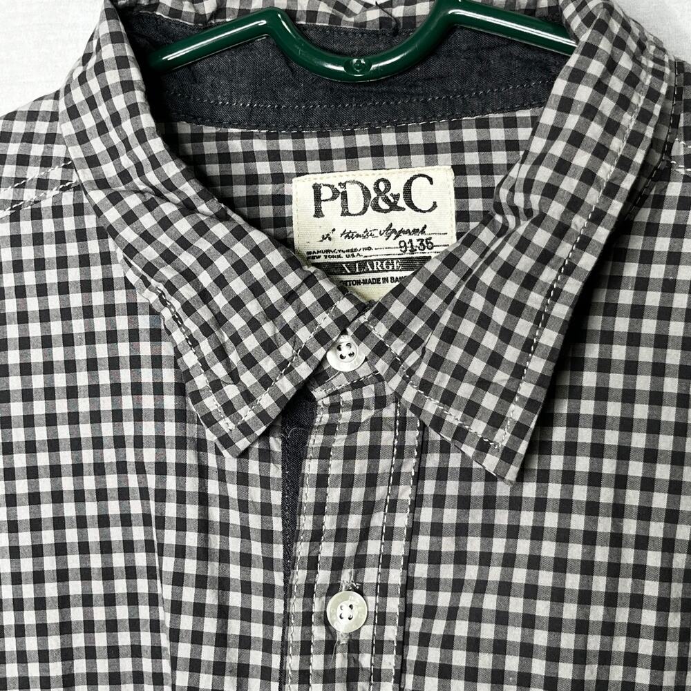 PD& C Gray Checked Long Sleeve Button Down Shirt XL